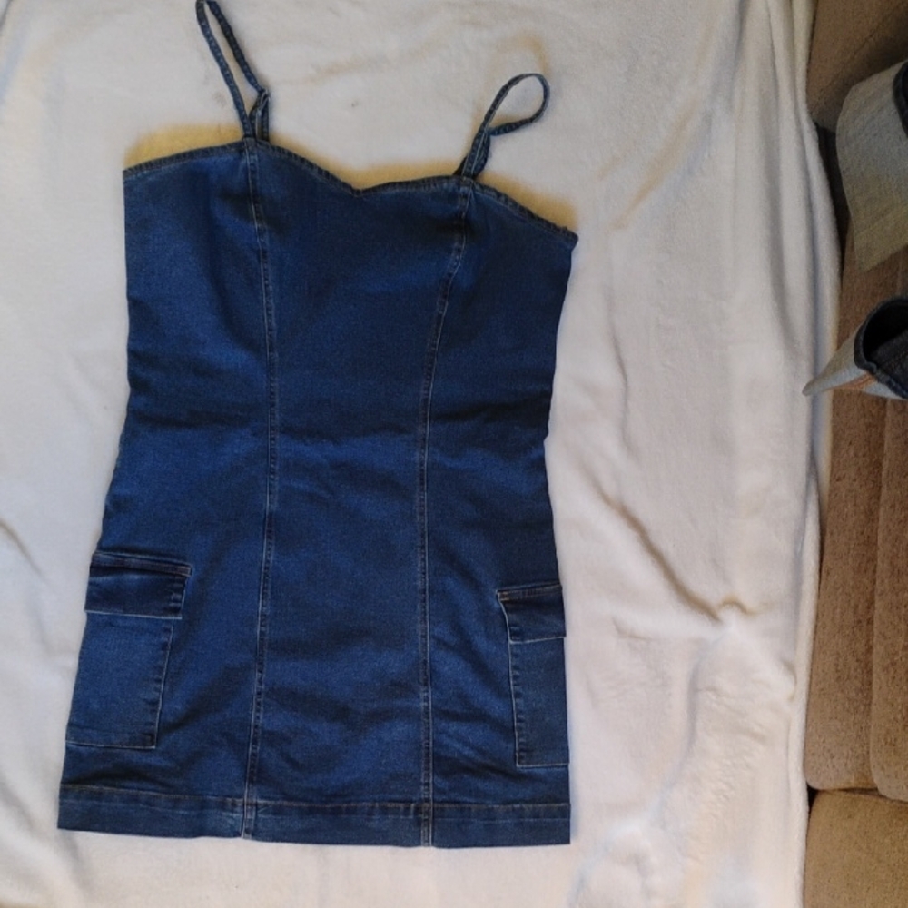 Celebrity Pink Denim Spaghetti Strap Dress